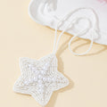 White Faux Pearl Star Charm Pendant Beaded Rope Necklace view 3