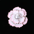 Layered Pearl Camellia Brooch in Purple or Soft Pink view 4