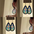 Printed Teardrop Hook Earrings In Five Color Patterns view 2