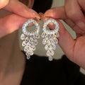 Silver Tone Crystal Teardrop Cascade Stud Earrings view 1