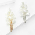 White Petal Branch Brooch With Gold or Silver Wrapped Stem view 3
