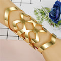 Gold Tone Wide Openwork Cuff Bracelets in Nine Geometric Designs view 6