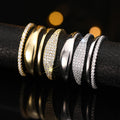 Four-Rail Pave Wide Ring In Polished Gold And Silver Tones view 2