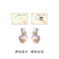 Purple Pink Vase And Gold Tone Butterfly Stud Earrings view 3