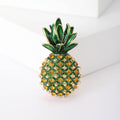 Enamel Pineapple Brooch Green Crown Amber Crystal Body Pin view 1