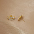 Gold Masquerade Mask Clear Look Small Stud Earrings view 3