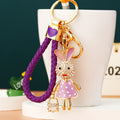 Jeweled Polka Dot Dress Rabbit Keychains in Four Colors and Three Loop Styles view 10
