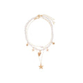 Pearl Starfish Shell Layered Beach Necklace Three Piece Set view 5