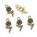 Small Rose Flower Charms in Antique Silver and Bronze Tones view 5