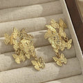 Textured Gold Butterfly Cluster Statement Stud Earrings view 2