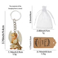 Praying Baby Angel Printed Wood Keychain Silver Ring Chain view 2