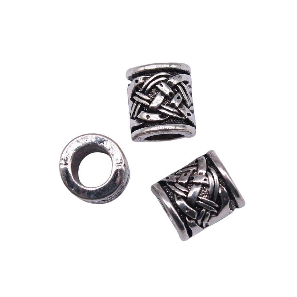 9x8x8mm 1.5g Antique Silver Zinc Alloy Round Large Hole Beads for Bracelet Necklace Making