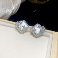 Square Crystal Flower Stud Earrings In Three Soft Colors view 8