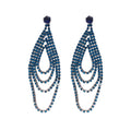 Layered Chain Teardrop Dangle Stud Earrings with Polished Metal Details view 5