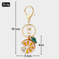 Orange Slice Enamel Rhinestone Fruit Keychain Gold Tone view 2
