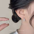 Silver-Tone Bamboo Knot Line Mini Huggie Hoop Earrings view 1