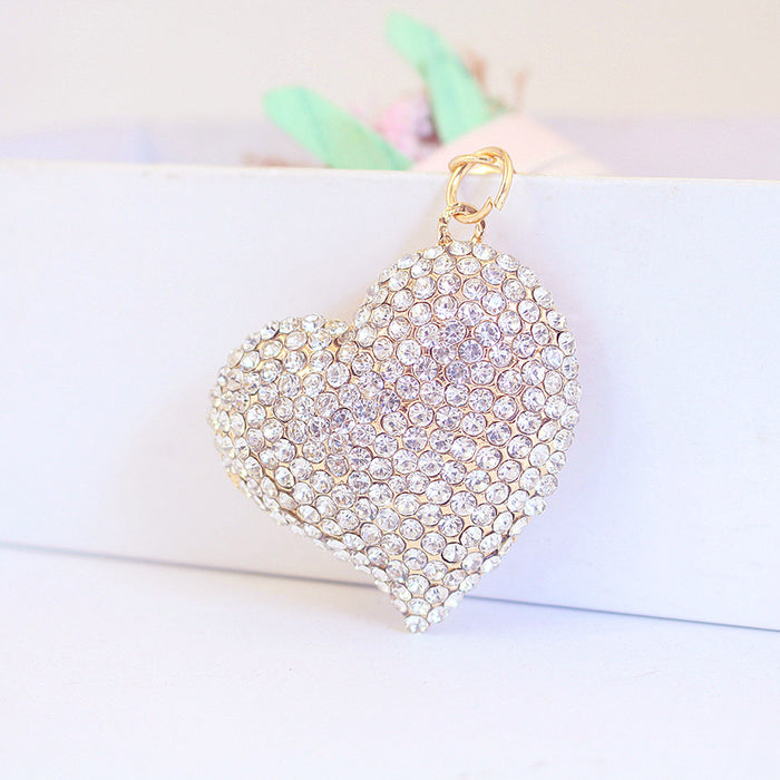 Rhinestone Heart Zinc Alloy Car Keychain Bag Charm for Couples