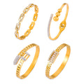 Gold Titanium Steel Bangle Bracelets Chain Link Bead Pave Styles view 5