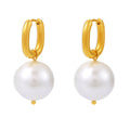 Gold U Hoop Earrings Imitation Pearl Drop Dangles Pair view 5
