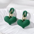 Matte Macaron Heart Drop Earrings Gold Links 12 Colors view 3