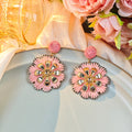 Six Color Woven Floral Round Statement Stud Earrings view 10