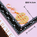 Crystal Dollar Sign Keychain with Gold Tone Ring and Lobster Clasp view 4