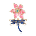 Lotus And Dragonfly Brooch In 2 Styles With Enamel And Crystal Details view 5