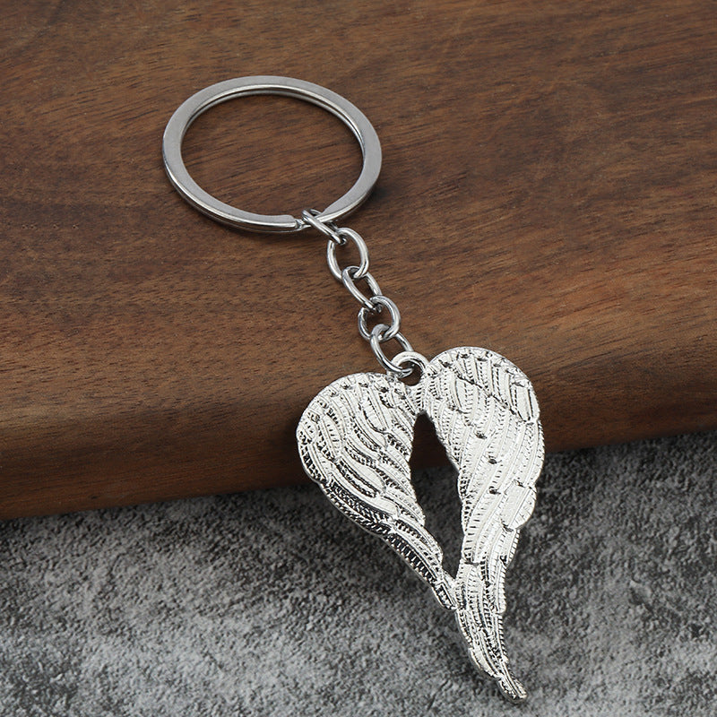 Heart with Wings Metal Keychain Bag Charm