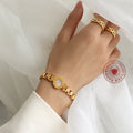 Steel Roman Numeral Dial Bracelet Shell Center Link Band view 2