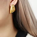 Triangle Eye Stud Earrings Gold Or Steel Polished Metal view 6