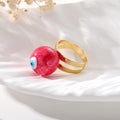 Gold Tone Swirled Resin Evil Eye Adjustable Rings in Nine Colors view 12