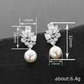 Pearl-Like Round Drop Floral Cluster Earrings In Silver Tone view 4