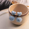 Eight Plaid Star Heart and Fuzzy Ball Stud Earrings view 8