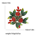 Enamel Leaf Floral Cluster Rhinestone Brooch Three Colors view 7