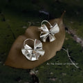 Silver Ruffled Petal Drop Earrings Polished Metal Hooks view 1