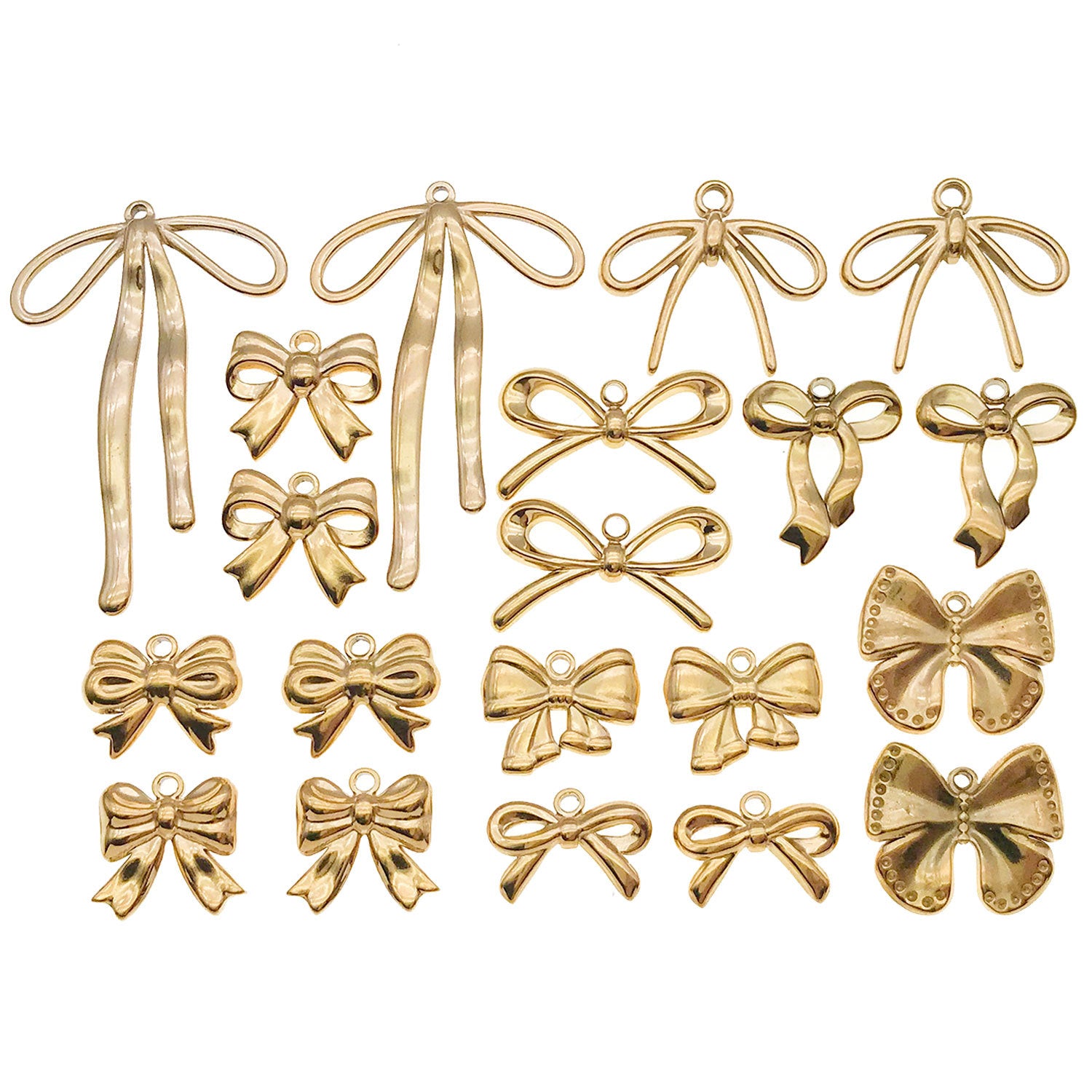 Stainless Steel Hollow Bow Butterfly Charm Pendant for DIY Necklace Bracelet Keychain Making