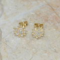 Gold Tone Eight Point Star Stud Earrings With Clear Stones view 2