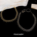 Open Lattice Mesh Chain Necklace in Gold and Silver Tone view 2