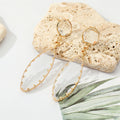 Gold Geometric Crystal Glass Drop Earrings Leaf Triangle view 5
