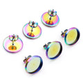 Round Bezel Stud Earring Settings in Four Polished Finishes view 3