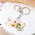 Silver Tone Dog Bone Pressed Flower Resin Keychains view 4