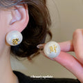 White and Red Fortune Character Disc Stud Earrings view 4