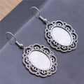Filigree Oval Bezel Drop Earrings in Two Antique Finishes view 1
