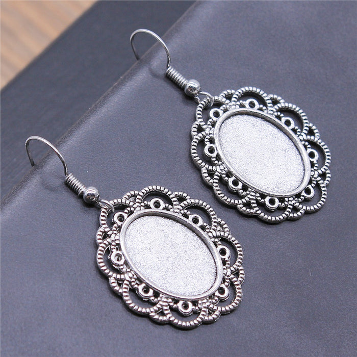Filigree Oval Bezel Drop Earrings in Two Antique Finishes