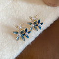 Crystal Flower and Faux Pearl Stud Earrings in Three Colors view 8