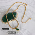 Gold Snake Chain Emerald Green Zircon Baguette Pendant view 2