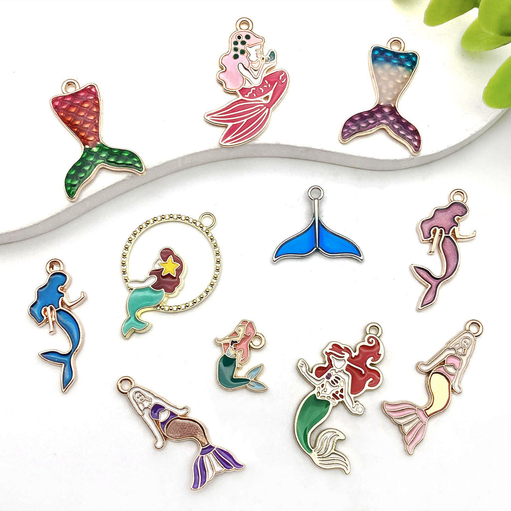 Enamel Zinc Alloy Mermaid Tail Charm Pendant for DIY Bracelet Necklace Keychain Jewelry