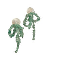 Blue And Green Beaded Tassel Stud Earrings With Decorative Details view 5