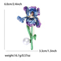 Enamel Iris Flower Brooch with Pearl Accent in Two Colors view 6