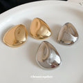 Polished Organic Triangle Stud Earrings in Gold and Silver Tones view 4